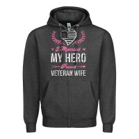 Charcoal Heather i married my hero proud veteran wife usa military husband t shirt Zipper Hoodie - linhVisuals