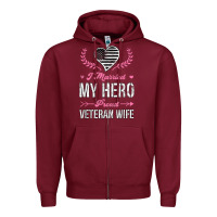 Burgundy i married my hero proud veteran wife usa military husband t shirt Zipper Hoodie - linhVisuals