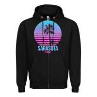 Black sarasota florida vintage retro palm tree t shirt Zipper Hoodie - linhVisuals