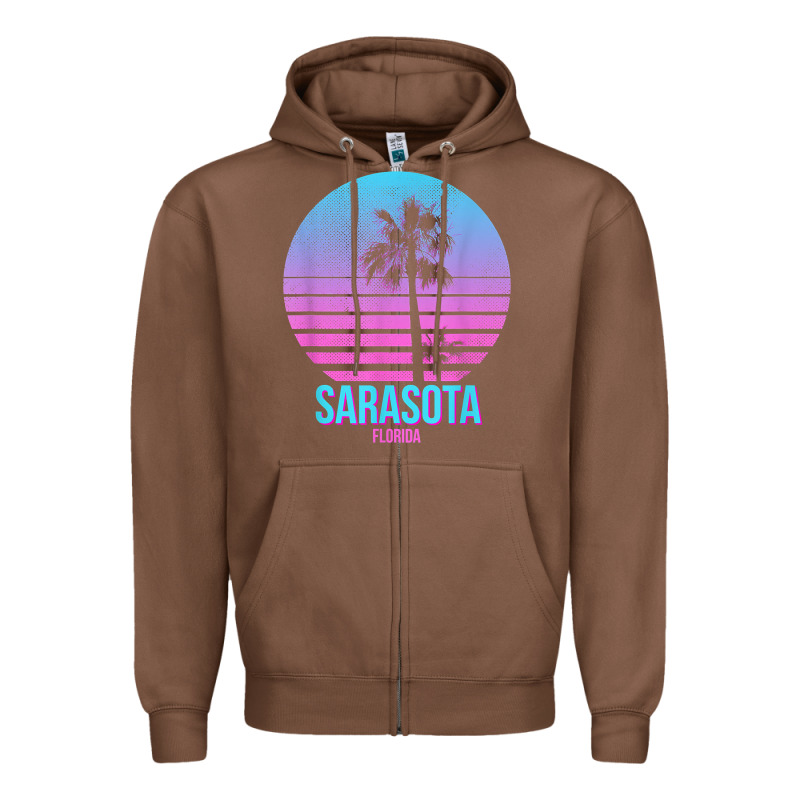 Sarasota Florida Vintage Retro Palm Tree T Shirt Zipper Hoodie by linhVisuals | Teevron