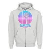 Dove Grey sarasota florida vintage retro palm tree t shirt Zipper Hoodie - linhVisuals