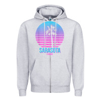 Heather Grey sarasota florida vintage retro palm tree t shirt Zipper Hoodie - linhVisuals