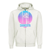 Oatmeal Heather sarasota florida vintage retro palm tree t shirt Zipper Hoodie - linhVisuals