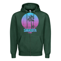 Sports Green sarasota florida vintage retro palm tree t shirt Zipper Hoodie - linhVisuals