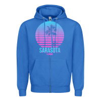 True Royal sarasota florida vintage retro palm tree t shirt Zipper Hoodie - linhVisuals