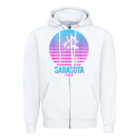 White sarasota florida vintage retro palm tree t shirt Zipper Hoodie - linhVisuals