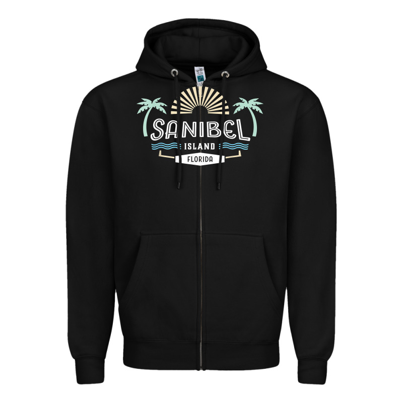 Sanibel Island Retro Style Florida T Shirt Zipper Hoodie by linhVisuals | Teevron