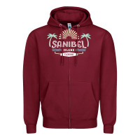 Burgundy sanibel island retro style florida t shirt Zipper Hoodie - linhVisuals