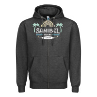 Charcoal Heather sanibel island retro style florida t shirt Zipper Hoodie - linhVisuals