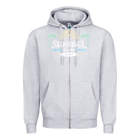 Heather Grey sanibel island retro style florida t shirt Zipper Hoodie - linhVisuals