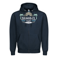 Navy sanibel island retro style florida t shirt Zipper Hoodie - linhVisuals