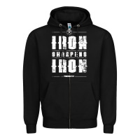 Black iron sharpens iron proverbs christian bible verse religious pullover h Zipper Hoodie - linhVisuals