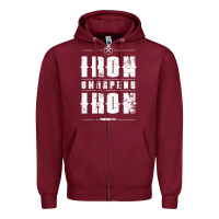 Burgundy iron sharpens iron proverbs christian bible verse religious pullover h Zipper Hoodie - linhVisuals