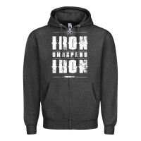 Charcoal Heather iron sharpens iron proverbs christian bible verse religious pullover h Zipper Hoodie - linhVisuals