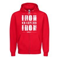 Red iron sharpens iron proverbs christian bible verse religious pullover h Zipper Hoodie - linhVisuals