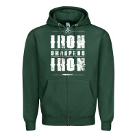Sports Green iron sharpens iron proverbs christian bible verse religious pullover h Zipper Hoodie - linhVisuals