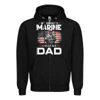 Black my favorite marine calls me dad t  shirt father's day flag my favorite Zipper Hoodie - linhVisuals