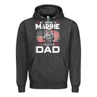 Charcoal Heather my favorite marine calls me dad t  shirt father's day flag my favorite Zipper Hoodie - linhVisuals