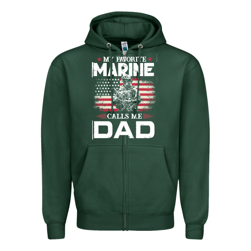 My Favorite Marine Calls Me Dad T  Shirt Father's Day Flag My Favorite Zipper Hoodie by linhVisuals | Teevron