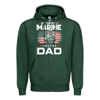 Sports Green my favorite marine calls me dad t  shirt father's day flag my favorite Zipper Hoodie - linhVisuals