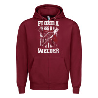 Burgundy welding longsleeves t shirt florida fl american welder gifts Zipper Hoodie - linhVisuals