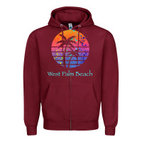 Burgundy west palm beach tropical t shirt for family vacations Zipper Hoodie - linhVisuals