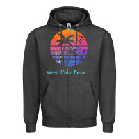 Charcoal Heather west palm beach tropical t shirt for family vacations Zipper Hoodie - linhVisuals