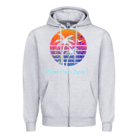 Heather Grey west palm beach tropical t shirt for family vacations Zipper Hoodie - linhVisuals