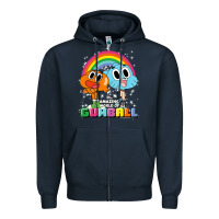Navy cn the amazing world of gumball & darwin rainbow portrait pullover hoo Zipper Hoodie - linhVisuals
