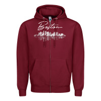 Burgundy boston skyline t shirt for women, men, girls & boys Zipper Hoodie - linhVisuals
