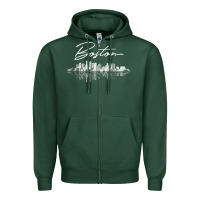 Sports Green boston skyline t shirt for women, men, girls & boys Zipper Hoodie - linhVisuals
