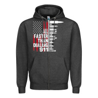 Charcoal Heather all faster than dialing 911 american flag gun lover for men t shirt Zipper Hoodie - linhVisuals