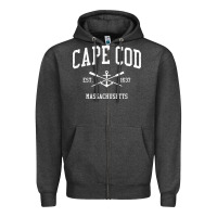 Charcoal Heather cape cod ma vintage crossed oars & boat anchor sports sweatshirt Zipper Hoodie - linhVisuals