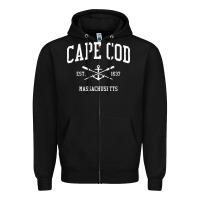 Black cape cod ma vintage crossed oars & boat anchor sports sweatshirt Zipper Hoodie - linhVisuals