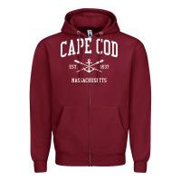 Cape Cod Ma Vintage Crossed Oars & Boat Anchor Sports Sweatshirt Zipper Hoodie | Teevron