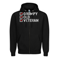Black grumpy old veteran patriotic american military veteran t shirt Zipper Hoodie - linhVisuals