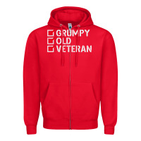 Red grumpy old veteran patriotic american military veteran t shirt Zipper Hoodie - linhVisuals