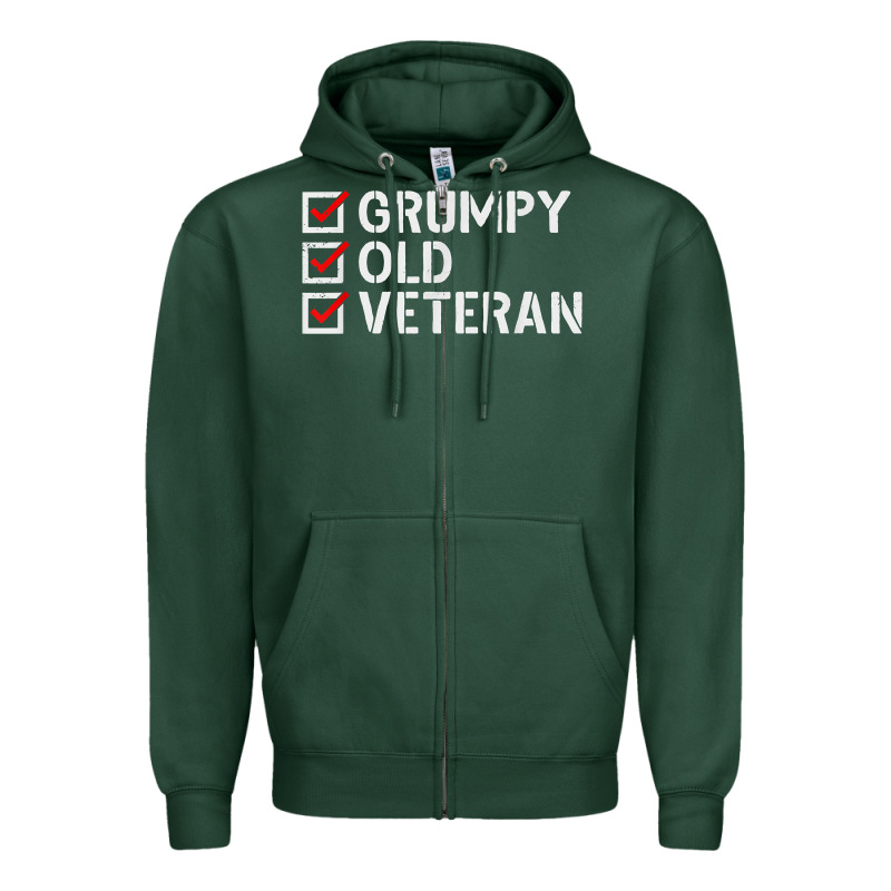 Grumpy Old Veteran Patriotic American Military Veteran T Shirt Zipper Hoodie by linhVisuals | Teevron