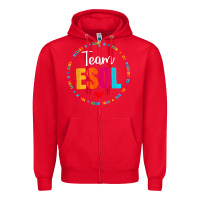Red back to school teachers crew students   team esol teacher t shirt Zipper Hoodie - linhVisuals