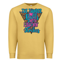 Antique Gold THE THUNDER ROLLS AND THE LIGHTNIN’ STRİKES Premium Sweatshirt - JahusDesignShop