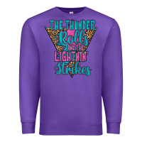 Purple THE THUNDER ROLLS AND THE LIGHTNIN’ STRİKES Premium Sweatshirt - JahusDesignShop