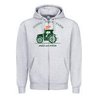 Heather Grey diddly squat farm green, tractor tee for farmer t shirt Zipper Hoodie - linhVisuals