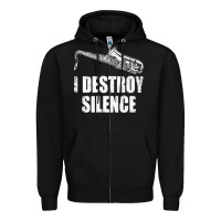 Black Saxophone I Destroy Silence Saxophonist | For Musicians Zipper Hoodie - linhVisuals