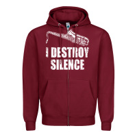 Burgundy Saxophone I Destroy Silence Saxophonist | For Musicians Zipper Hoodie - linhVisuals