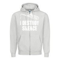 Dove Grey Saxophone I Destroy Silence Saxophonist | For Musicians Zipper Hoodie - linhVisuals