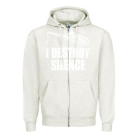 Oatmeal Heather Saxophone I Destroy Silence Saxophonist | For Musicians Zipper Hoodie - linhVisuals