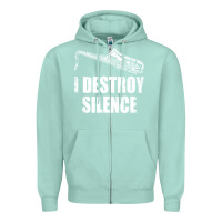 Seafoam Saxophone I Destroy Silence Saxophonist | For Musicians Zipper Hoodie - linhVisuals