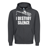 Smoke Saxophone I Destroy Silence Saxophonist | For Musicians Zipper Hoodie - linhVisuals