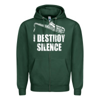 Sports Green Saxophone I Destroy Silence Saxophonist | For Musicians Zipper Hoodie - linhVisuals