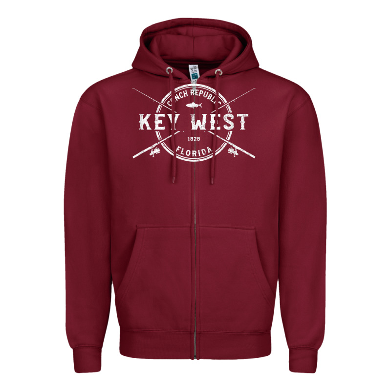 Key West Fl Vintage Crossed Fishing Rods T Shirt Zipper Hoodie by linhVisuals | Teevron